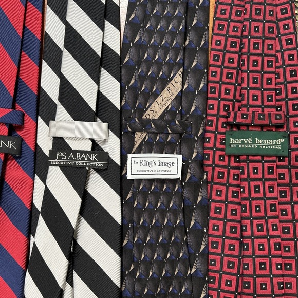 Lot Of 8 Ties Men's Neck Ties 100% Silk Roberto Villini Deansgate Jos A Bank - Picture 3 of 10